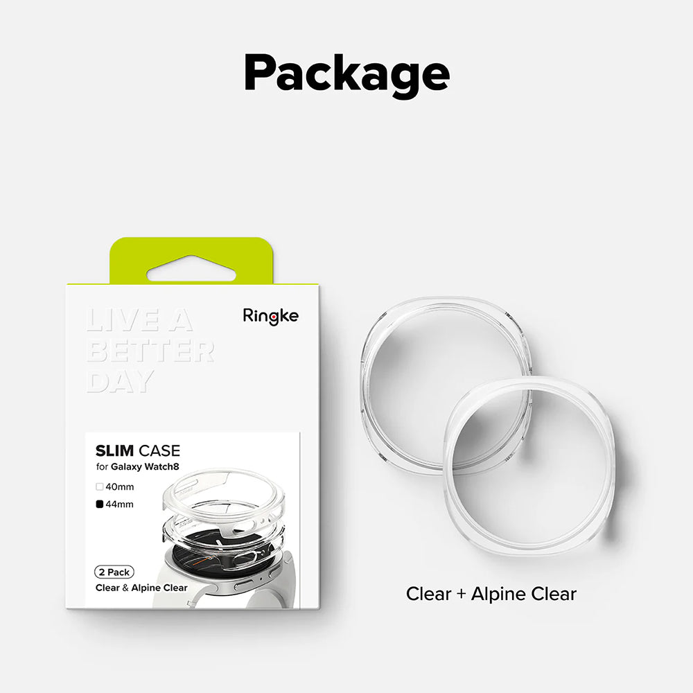 Ringke Slim Hülle für Samsung Galaxy Watch8 44mm, 2er Set, Transparent