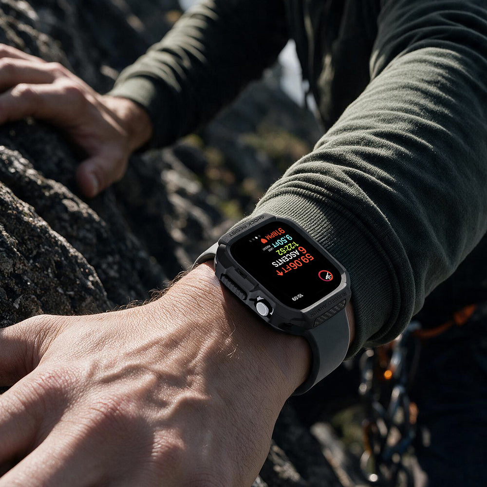 Spigen Rugged Armor Hülle für Apple Watch Series 12 42 mm, Mattschwarz ACS11877