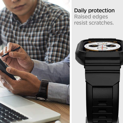 Spigen Rugged Armor Pro Hülle für Apple Watch 44mm Series, Schwarz 062CS25324