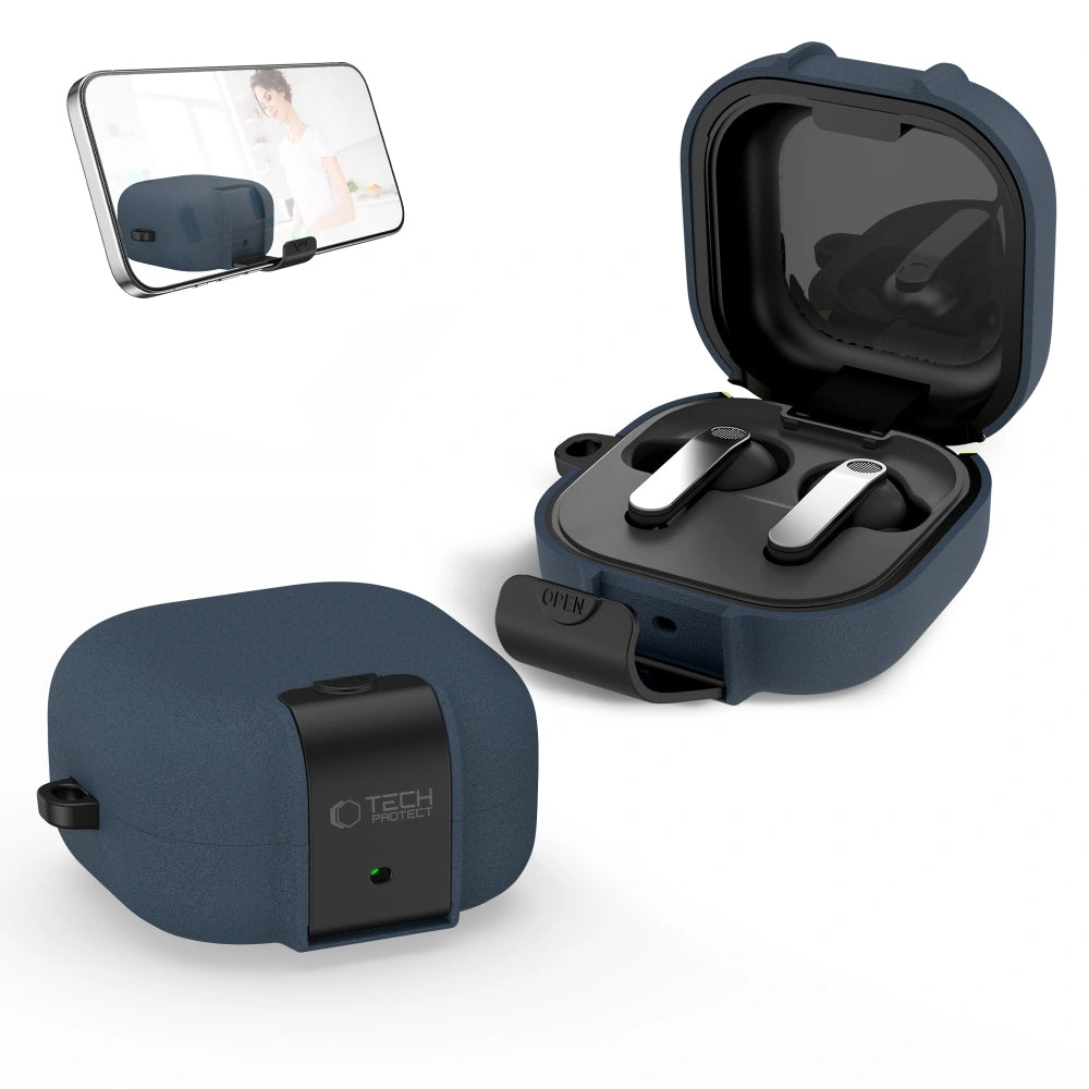 Tech-Protect Slim Hook Hülle für Samsung Galaxy Buds4 / Buds4 Pro, Marineblau