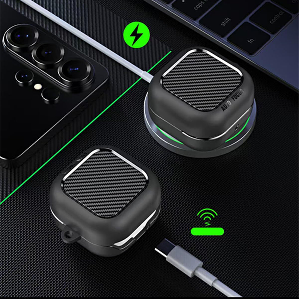 Techsuit CarbonFiber Hülle für Samsung Galaxy Buds4 / Buds4 Pro, Schwarz