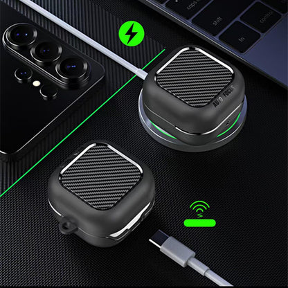 Techsuit CarbonFiber Hülle für Samsung Galaxy Buds4 / Buds4 Pro, Schwarz