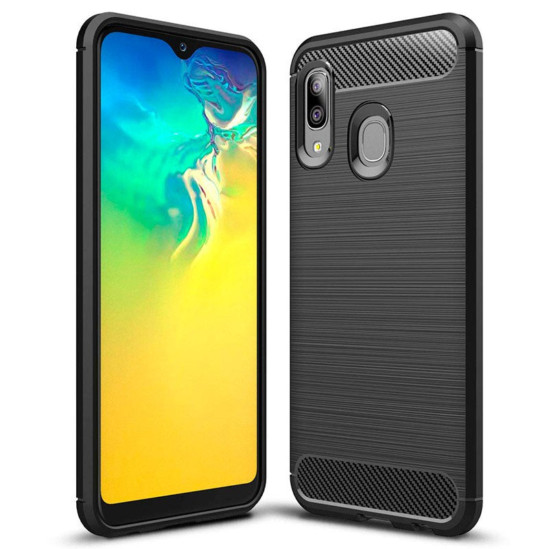 Hülle für Samsung Galaxy A20e A202, Carbon, Schwarz