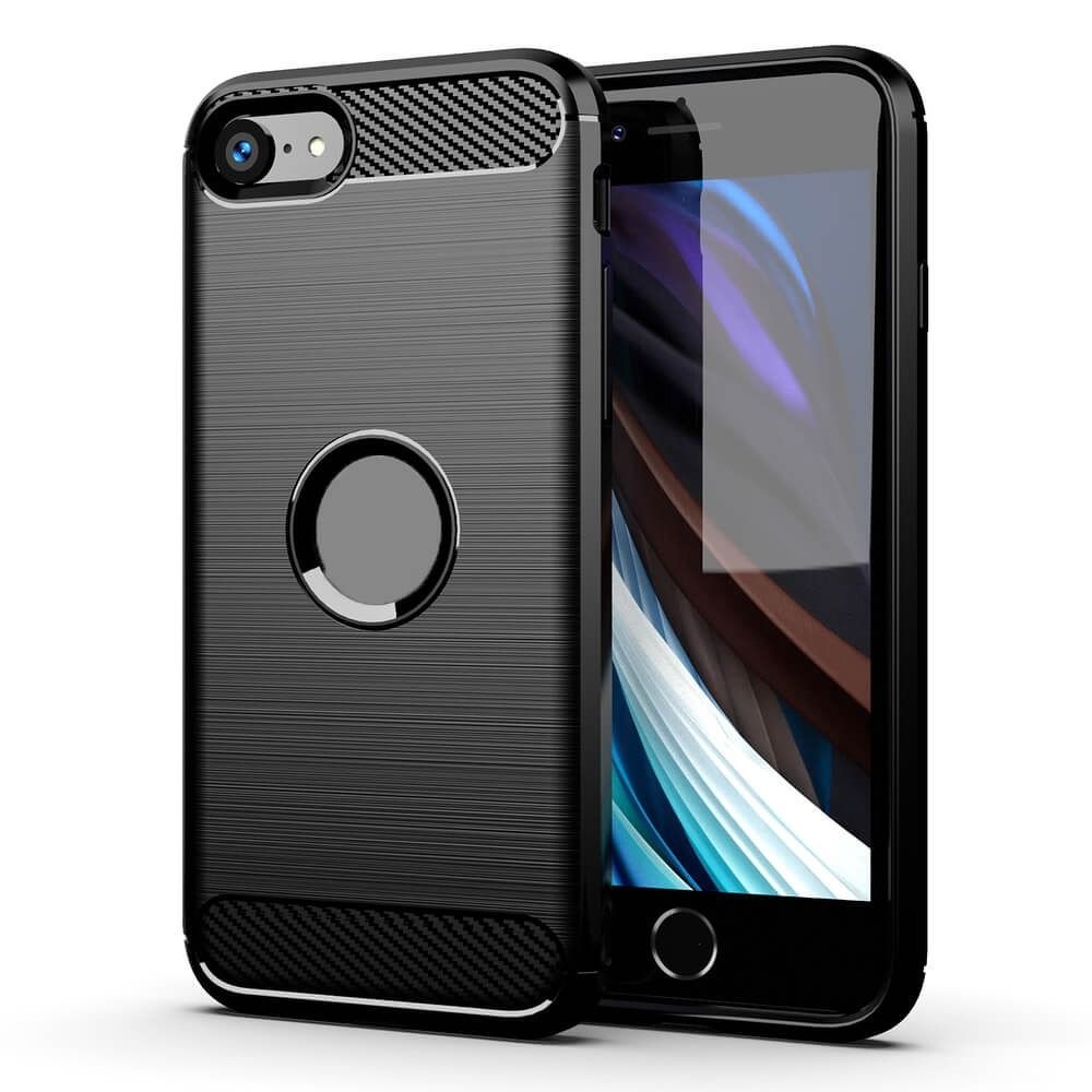 Hülle für Apple iPhone SE (2022) / SE (2020) / 8, Forcell, Carbon, Schwarz