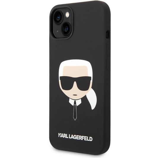 Hülle für Apple iPhone 14 Plus, Karl Lagerfeld, Silicone Karl's Head, Schwarz