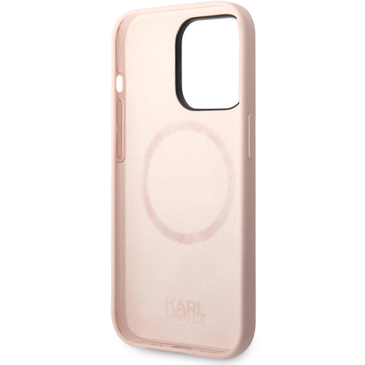 MagSafe Hülle für Apple iPhone 14 Pro, Karl Lagerfeld, Silikonkörper Karl & Choupette, Rosa