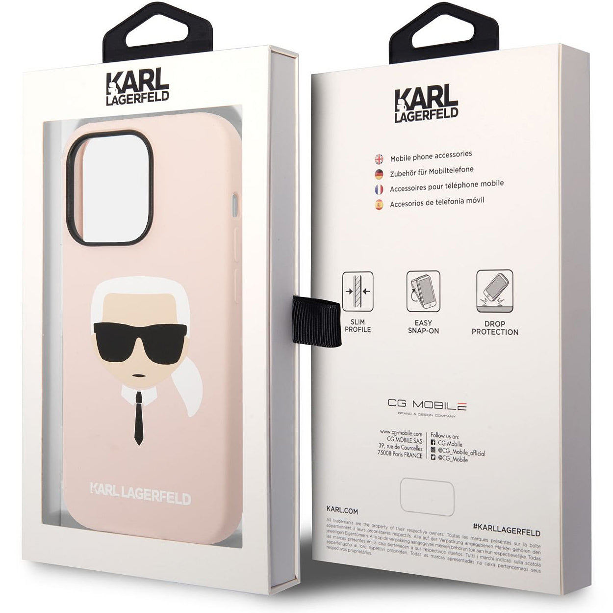 MagSafe Hülle für Apple iPhone 14 Pro, Karl Lagerfeld, Silicone Karl Head, Rosa