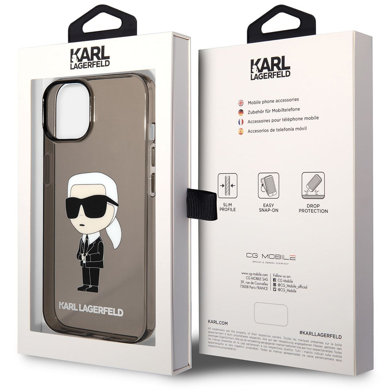 Hülle für Apple iPhone 14 Plus, Karl Lagerfeld, IML Ikonik NFT, Schwarz Transparent