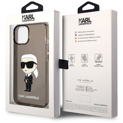 Hülle für Apple iPhone 14 Plus, Karl Lagerfeld, IML Ikonik NFT, Schwarz Transparent