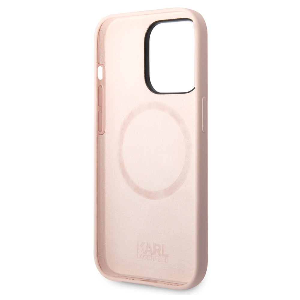 MagSafe Hülle für Apple iPhone 14 Pro, Karl Lagerfeld, Silicone Karl Head, Rosa