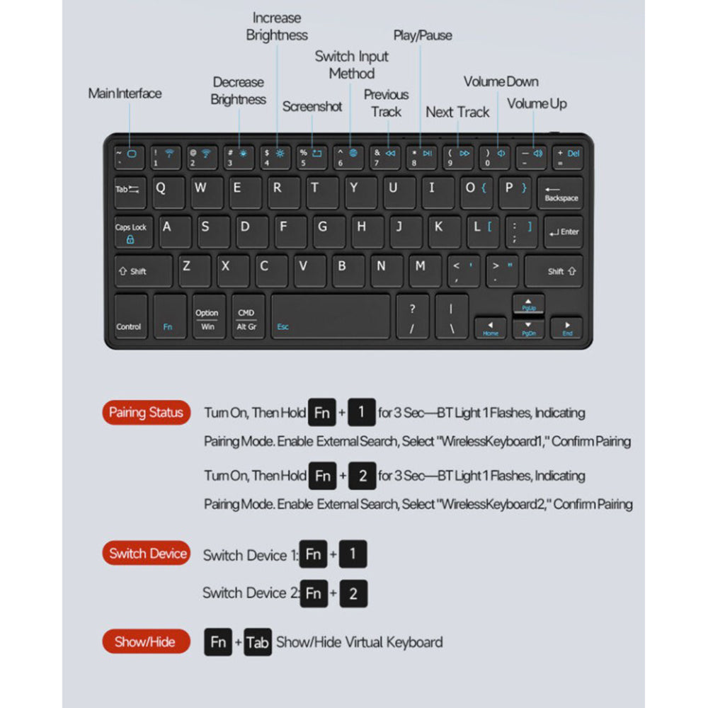 Universelle Hülle mit Bluetooth-Tastatur für Telefon, DUX DUCIS, Schwarz