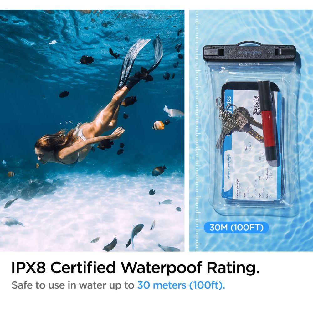 Universelle wasserdichte Handyhülle max. 6,9 Zoll, Spigen, A610, Transparent AMP04530