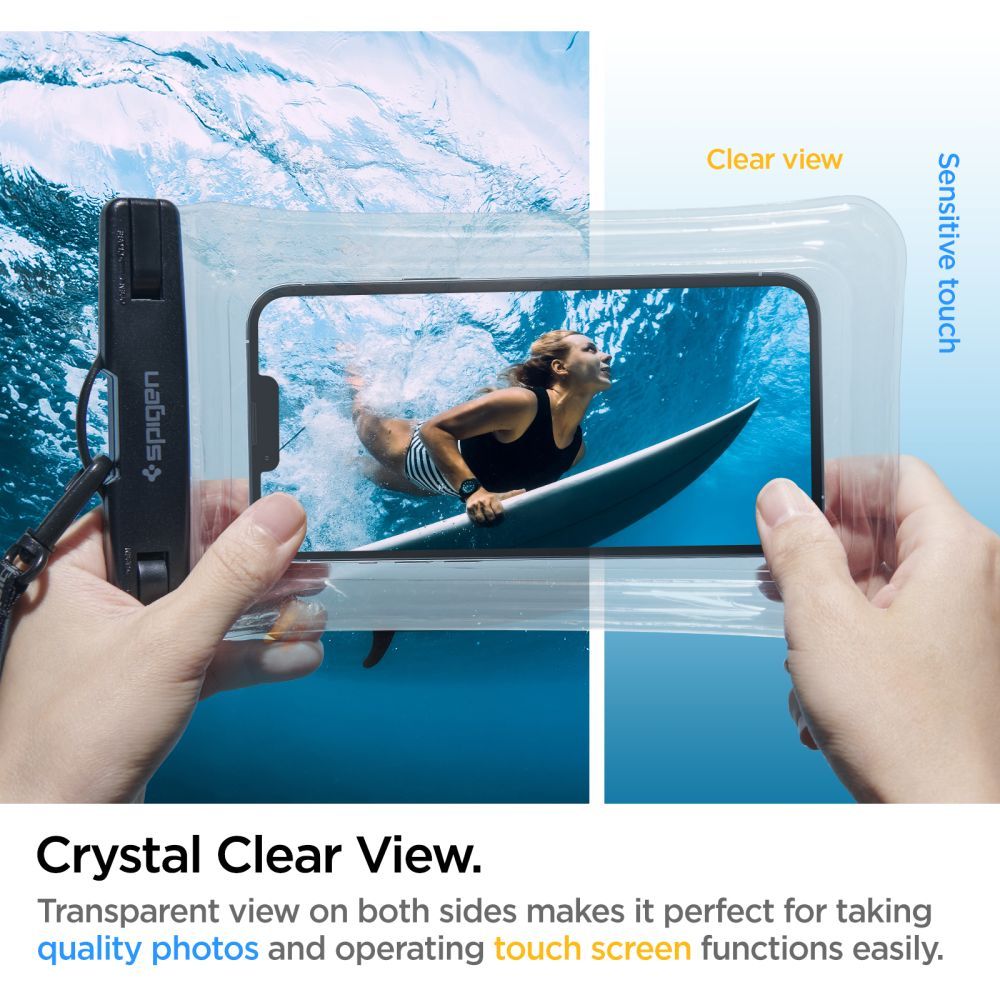Universelle wasserdichte Handyhülle max. 6,9 Zoll, Spigen, A610, Transparent AMP04530