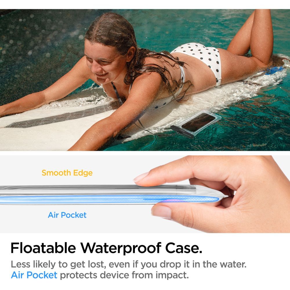 Universelle wasserdichte Handyhülle max. 6,9 Zoll, Spigen, A610, Transparent AMP04530
