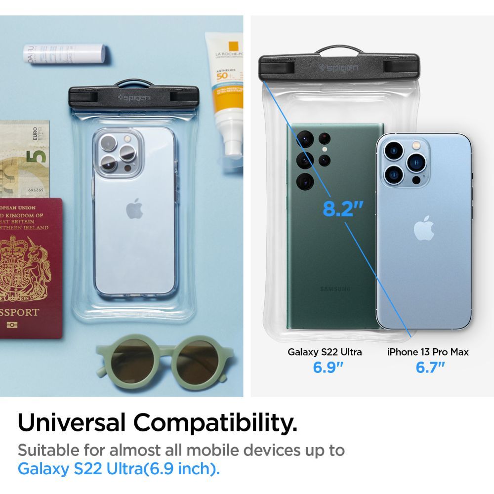 Universelle wasserdichte Handyhülle max. 6,9 Zoll, Spigen, A610, Transparent AMP04530