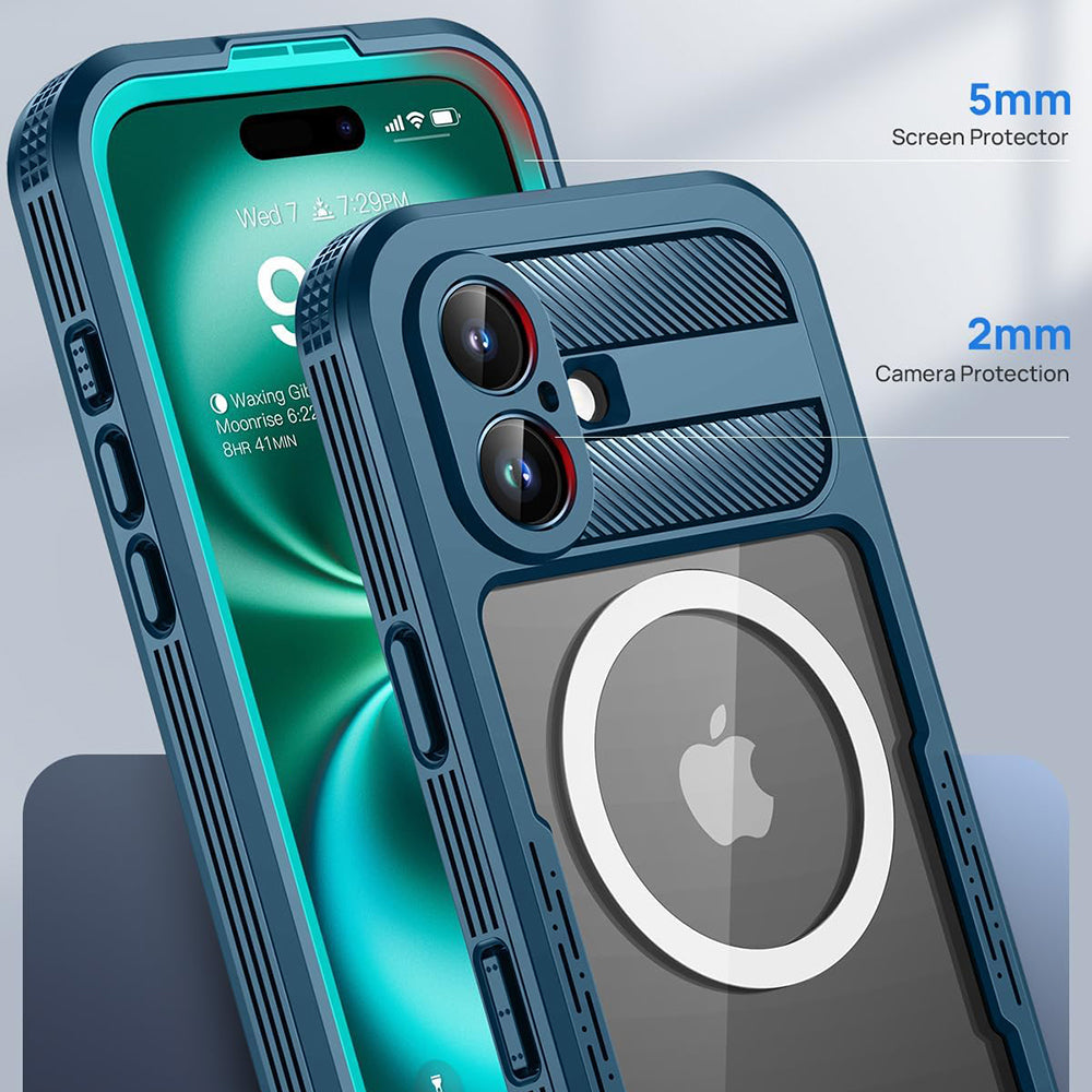 Wasserdichte Hülle für Apple iPhone 16, ShellBox, Carbon, Schwarz