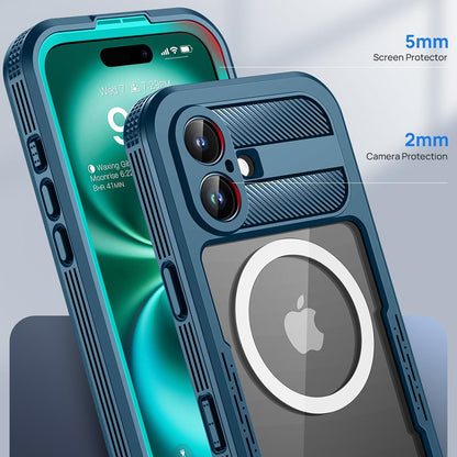 Wasserdichte Hülle für Apple iPhone 16, ShellBox, Carbon, Schwarz