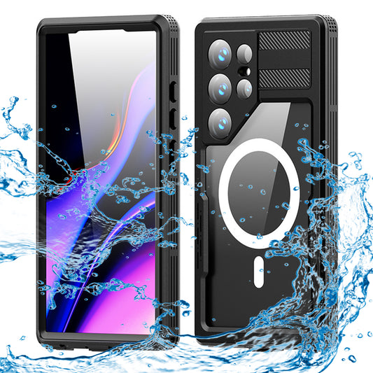 Wasserdichte Hülle für Samsung Galaxy S24 Ultra S928, ShellBox, Schwarz