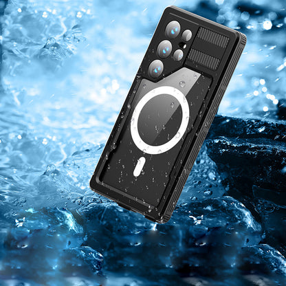 Wasserdichte Hülle für Samsung Galaxy S24 Ultra S928, ShellBox, Schwarz