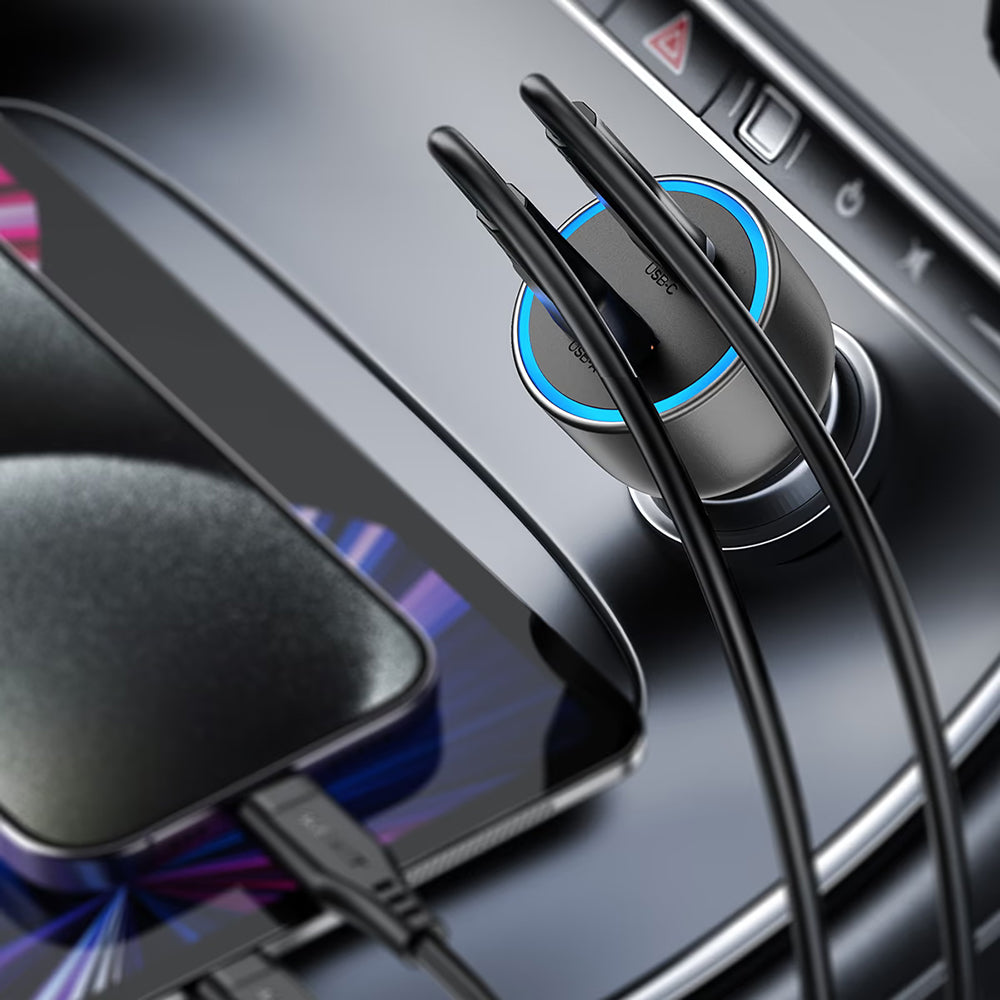 Acefast Auto-Ladegerät B21, 75W, 3A, 1 x USB-A - 1 x USB-C, Grau