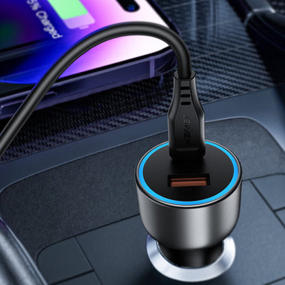 Acefast Auto-Ladegerät B21, 75W, 3A, 1 x USB-A - 1 x USB-C, Grau