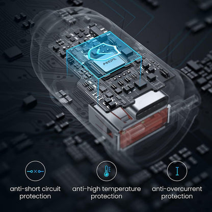Auto-Ladegerät Ainope, 30W, 5A, 1 x USB-A - 1 x USB-C, Schwarz