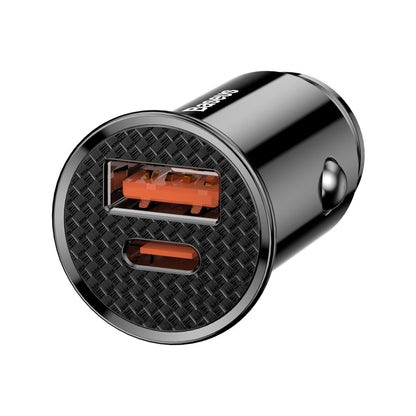 Baseus Autoladegerät, 30 W, 3 A, 1 x USB-A – 1 x USB-C, Schwarz CCALL-YS01