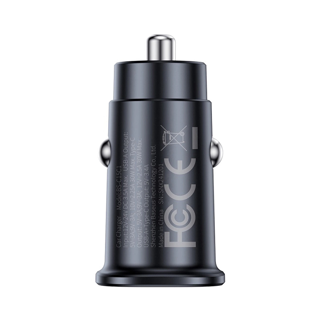 Baseus GoTrip Car Charger, 30W, 3A, 1 x USB-A - 1 x USB-C, Black
