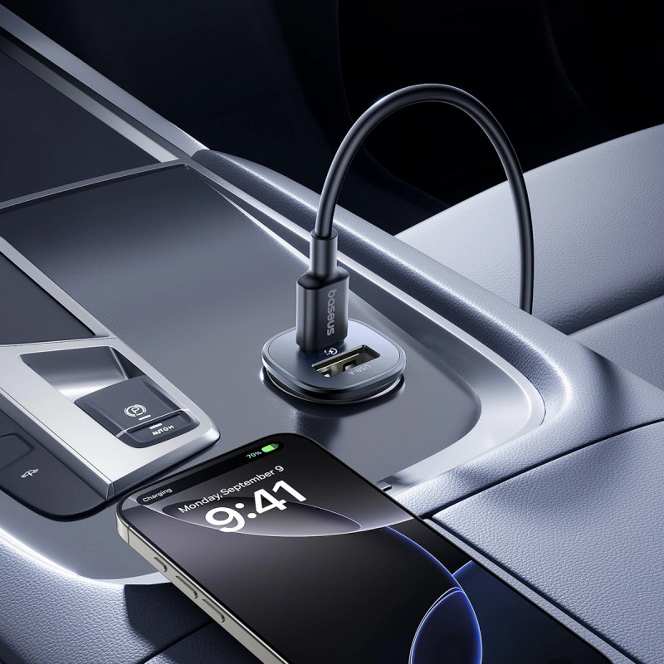 Baseus GoTrip Car Charger, 30W, 3A, 1 x USB-A - 1 x USB-C, Black