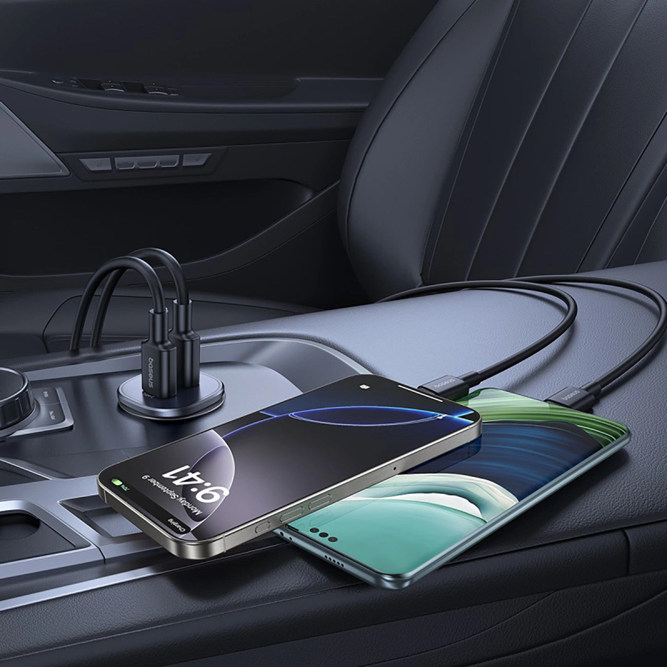 Baseus GoTrip Car Charger, 30W, 3A, 1 x USB-A - 1 x USB-C, Black