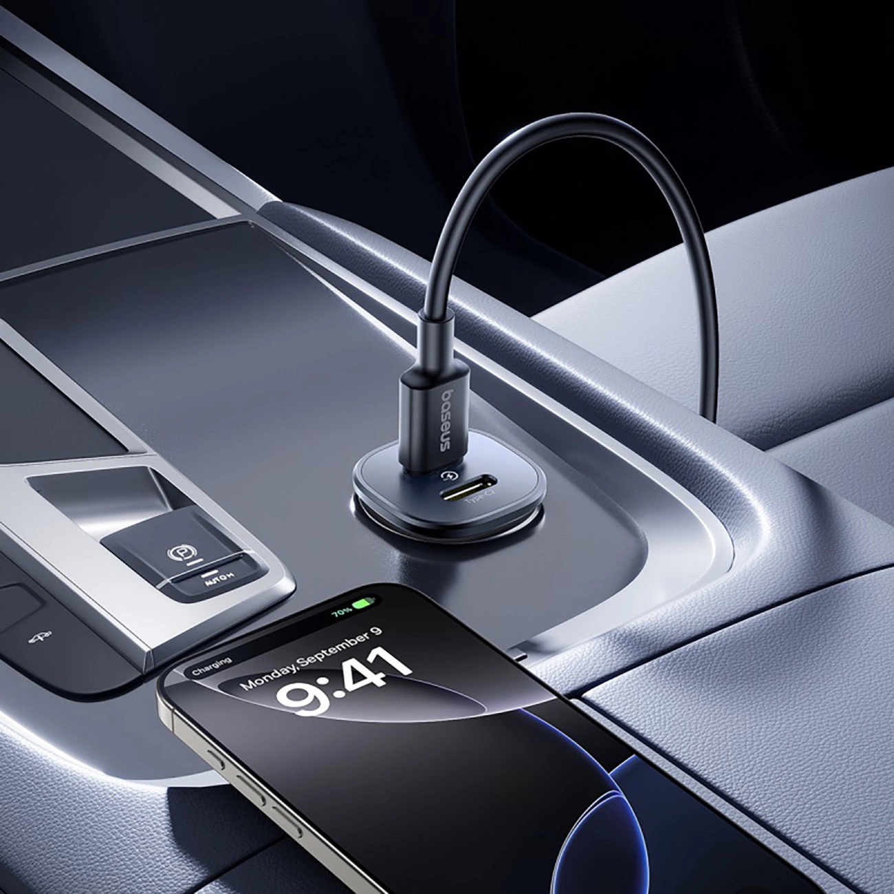 Auto-Ladegerät Baseus GoTrip, 30W, 3A, 2 x USB-C, Schwarz