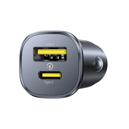 Baseus GoTrip Car Charger, 30W, 3A, 1 x USB-A - 1 x USB-C, Black