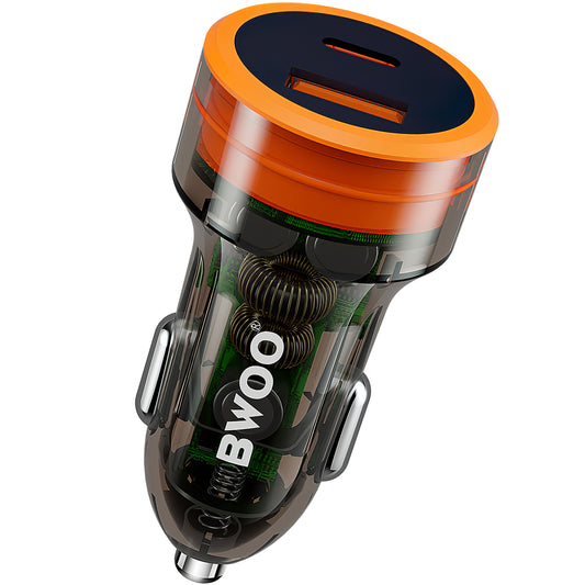 Autoladegerät BWOO BO-CC85, 38W, 3A, 1 x USB-A - 1 x USB-C, Schwarz 