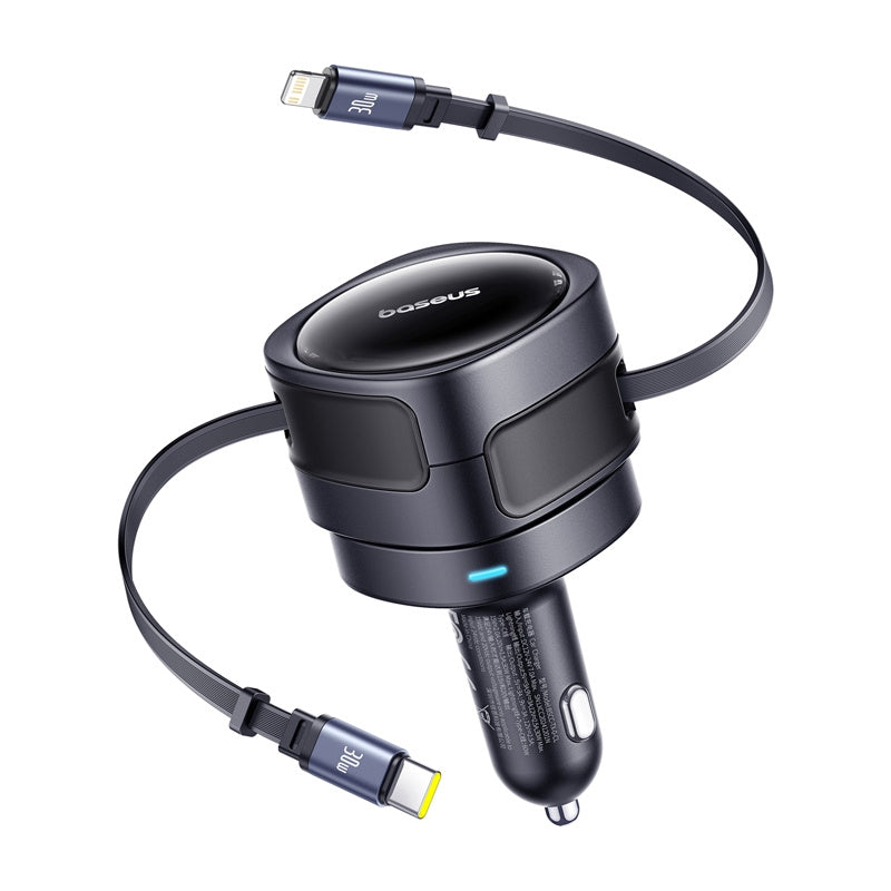 Baseus Enjoyment Max Car Charger with USB-C / Lightning Cable, 60W, 3A, Black C00035507121-00