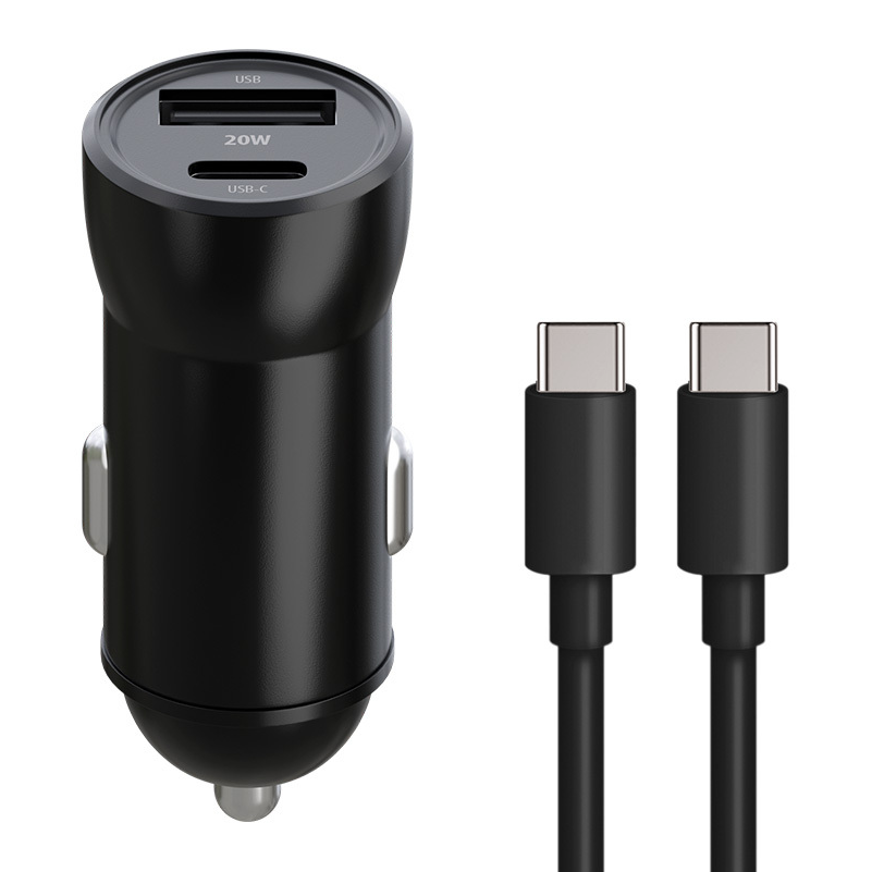 Auto-Ladegerät mit USB-C Kabel MaXlife MXCC-04, 20W, 3A, 1 x USB-A - 1 x USB-C, Schwarz
