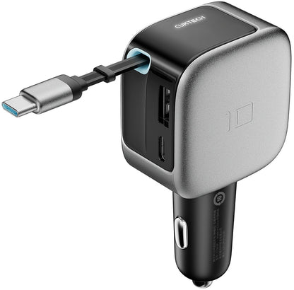 Auto-Ladegerät mit USB-C-Kabel Cuktech CC903P Display, 100W, 5A, 1 x USB-A - 1 x USB-C, Grau