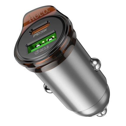 Auto-Ladegerät mit Lightning-Kabel HOCO NZ16A, 43W, 3A, 1 x USB-A - 1 x USB-C, Grau