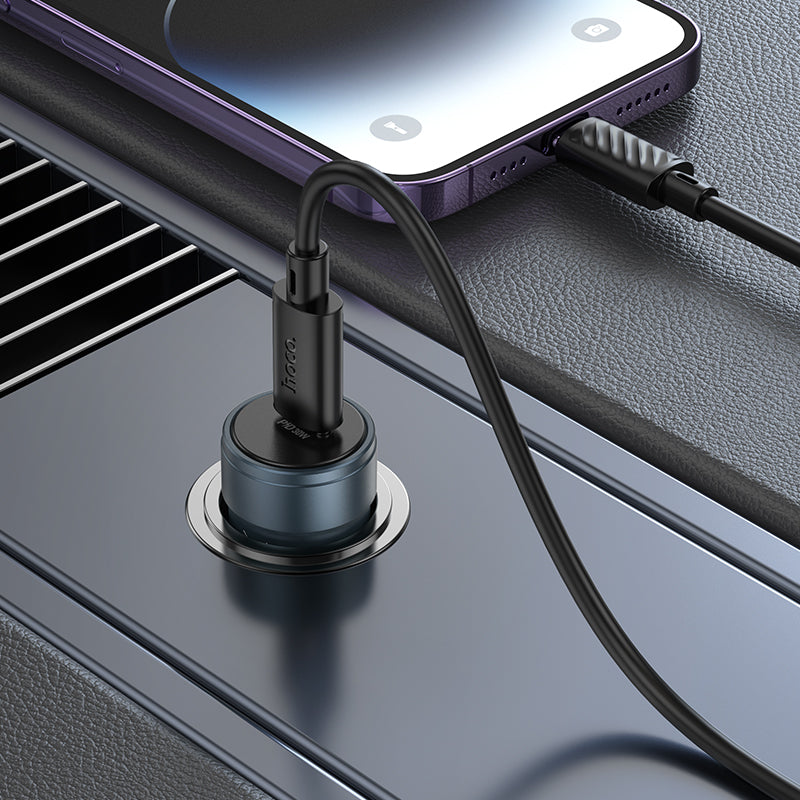 Auto-Ladegerät mit Lightning-Kabel HOCO Z57, 30W, 3A, 1 x USB-C, Grau