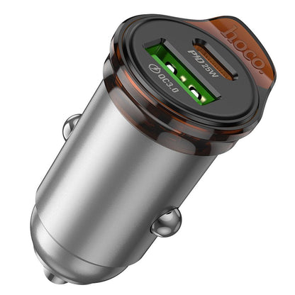 Auto-Ladegerät mit Lightning-Kabel HOCO NZ16A, 43W, 3A, 1 x USB-A - 1 x USB-C, Grau