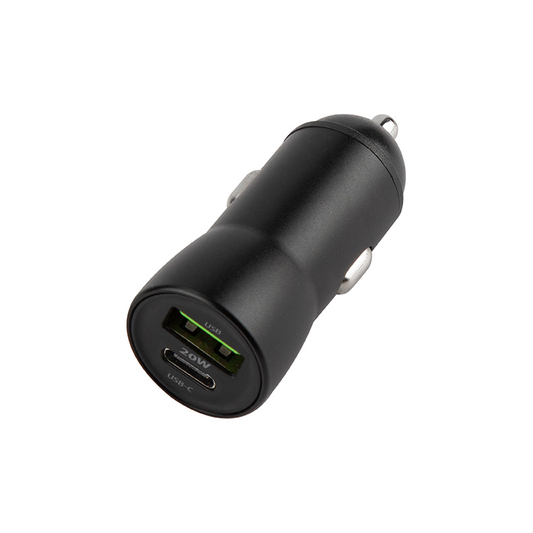 KFZ-Ladegerät mit Lightning-Kabel MaXlife MXCC-04, 20W, 3A, 1 x USB-A - 1 x USB-C, Schwarz