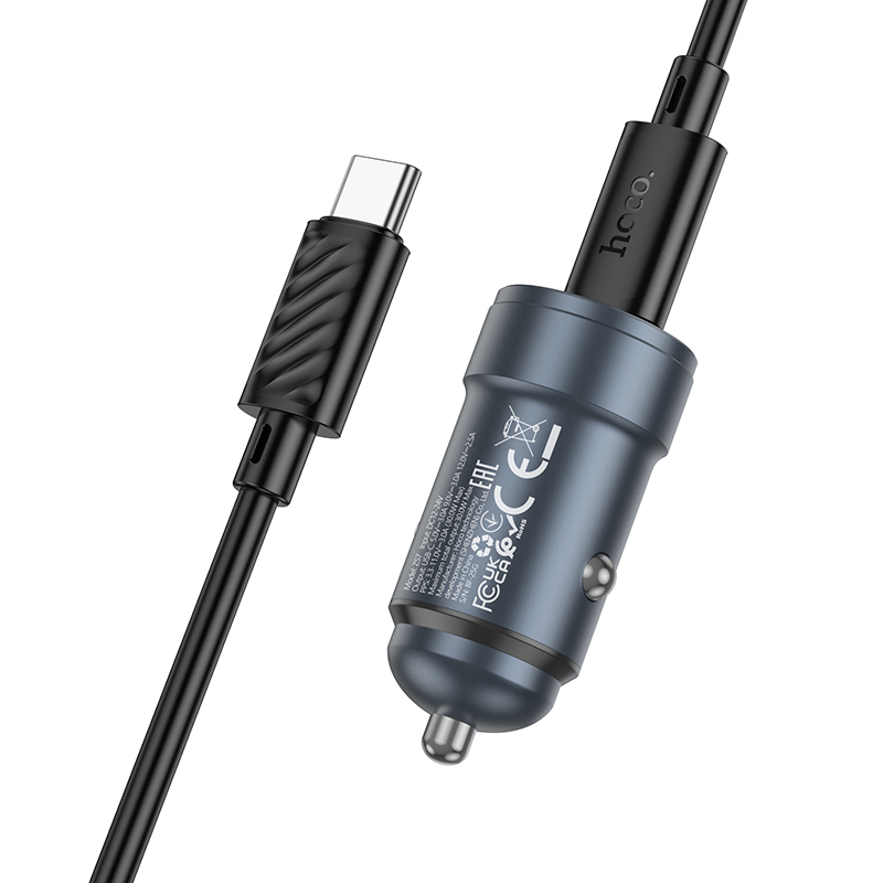 Auto-Ladegerät mit USB-C-Kabel HOCO Z57, 30W, 3A, 1 x USB-C, Grau