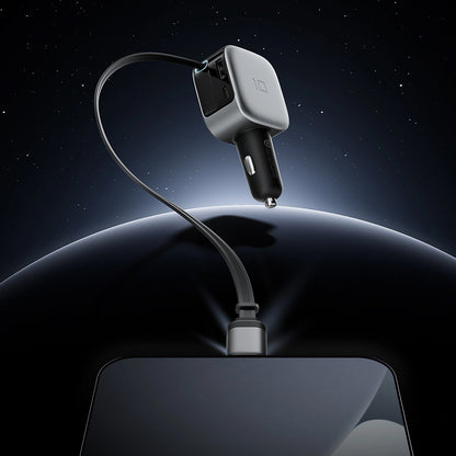 Auto-Ladegerät mit USB-C-Kabel Cuktech CC903P Display, 100W, 5A, 1 x USB-A - 1 x USB-C, Grau