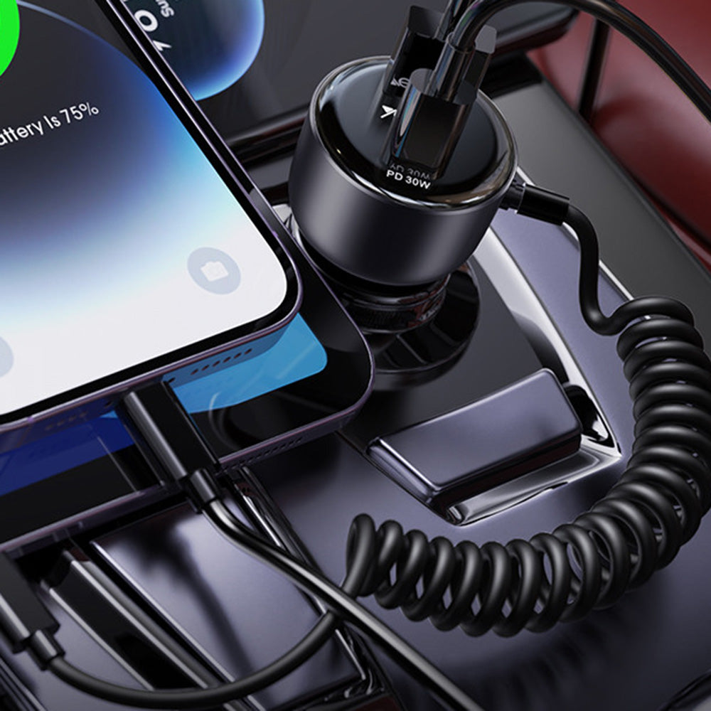 Auto-Ladegerät mit Lightning-Kabel Yesido Y57, 50W, 3A, 1 x USB-A - 1 x USB-C, Schwarz