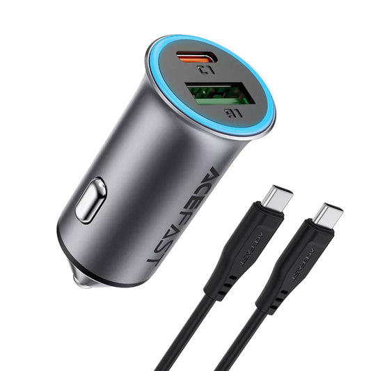 Auto-Ladegerät mit USB-C Kabel Acefast B16, 95W, 3.25A, 1 x USB-A - 1 x USB-C, Grau