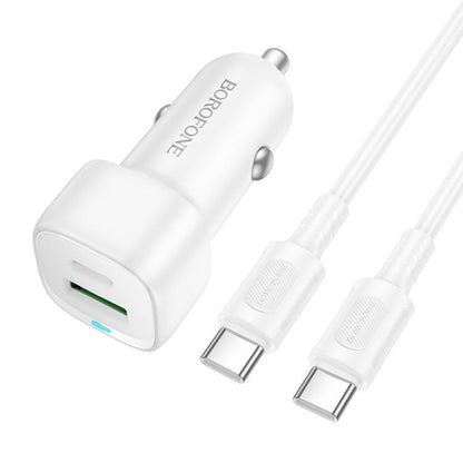 Auto-Ladegerät mit USB-C Kabel Borofone BZ34B Cloud, 20W, 3A, 1 x USB-A - 1 x USB-C, Weiß