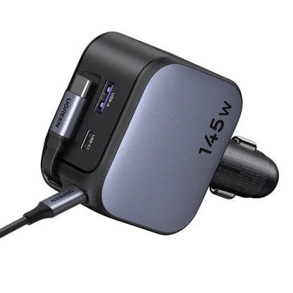 Auto-Ladegerät mit USB-C Kabel UGREEN EC604 (55910B) Nexode, 145W, 1 x USB-A - 2 x USB-C, Schwarz