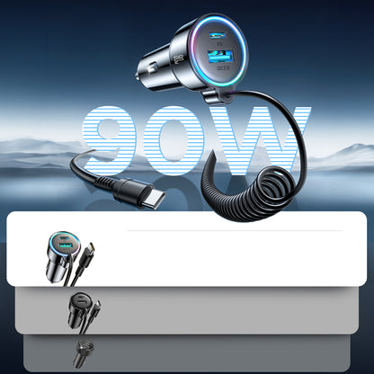 Auto-Ladegerät mit USB-C Kabel Joyroom JR-CL07, 72W, 3A, 1 x USB-A - 1 x USB-C, Schwarz