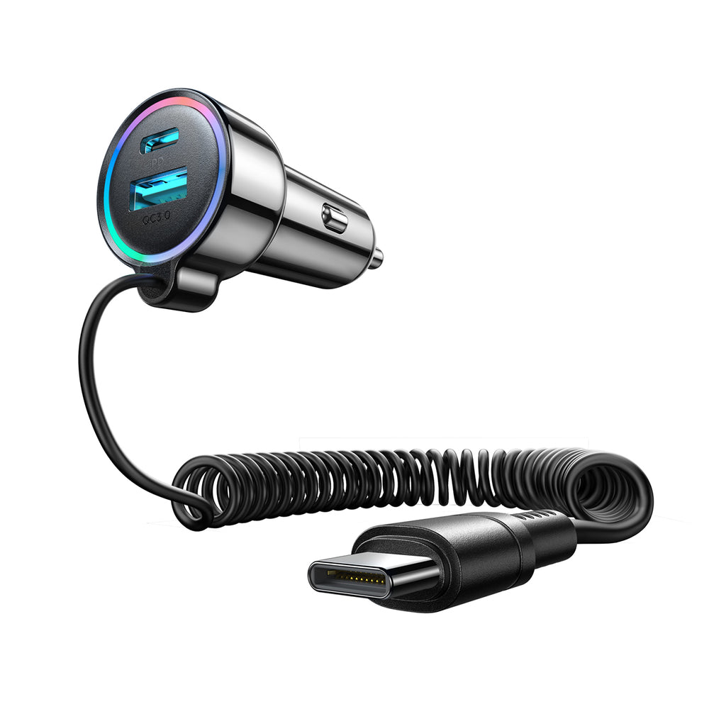 Auto-Ladegerät mit USB-C Kabel Joyroom JR-CL07, 90W, 3A, 1 x USB-A - 1 x USB-C, Schwarz
