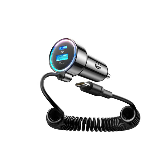 Auto-Ladegerät mit USB-C Kabel Joyroom JR-CL07, 72W, 3A, 1 x USB-A - 1 x USB-C, Schwarz