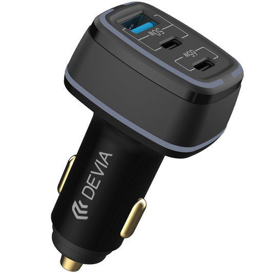 Autoladegerät DEVIA Extreme, 115W, 3A, 1 x USB-A - 2 x USB-C, Schwarz 